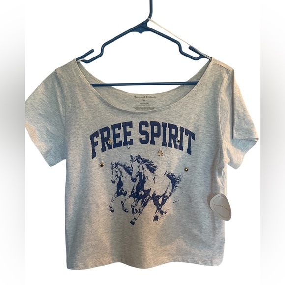 House of Cotton size medium cowgirl Western cotton t shirt with charms - Picture 5 of 5